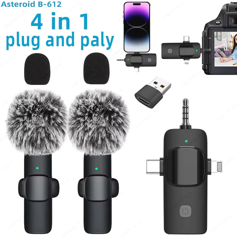 🎤 4-in-1 Wireless Lavalier Microphone