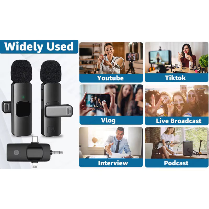 🎤 4-in-1 Wireless Lavalier Microphone